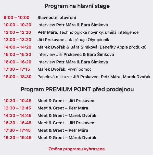 Program Brno OC Olympia